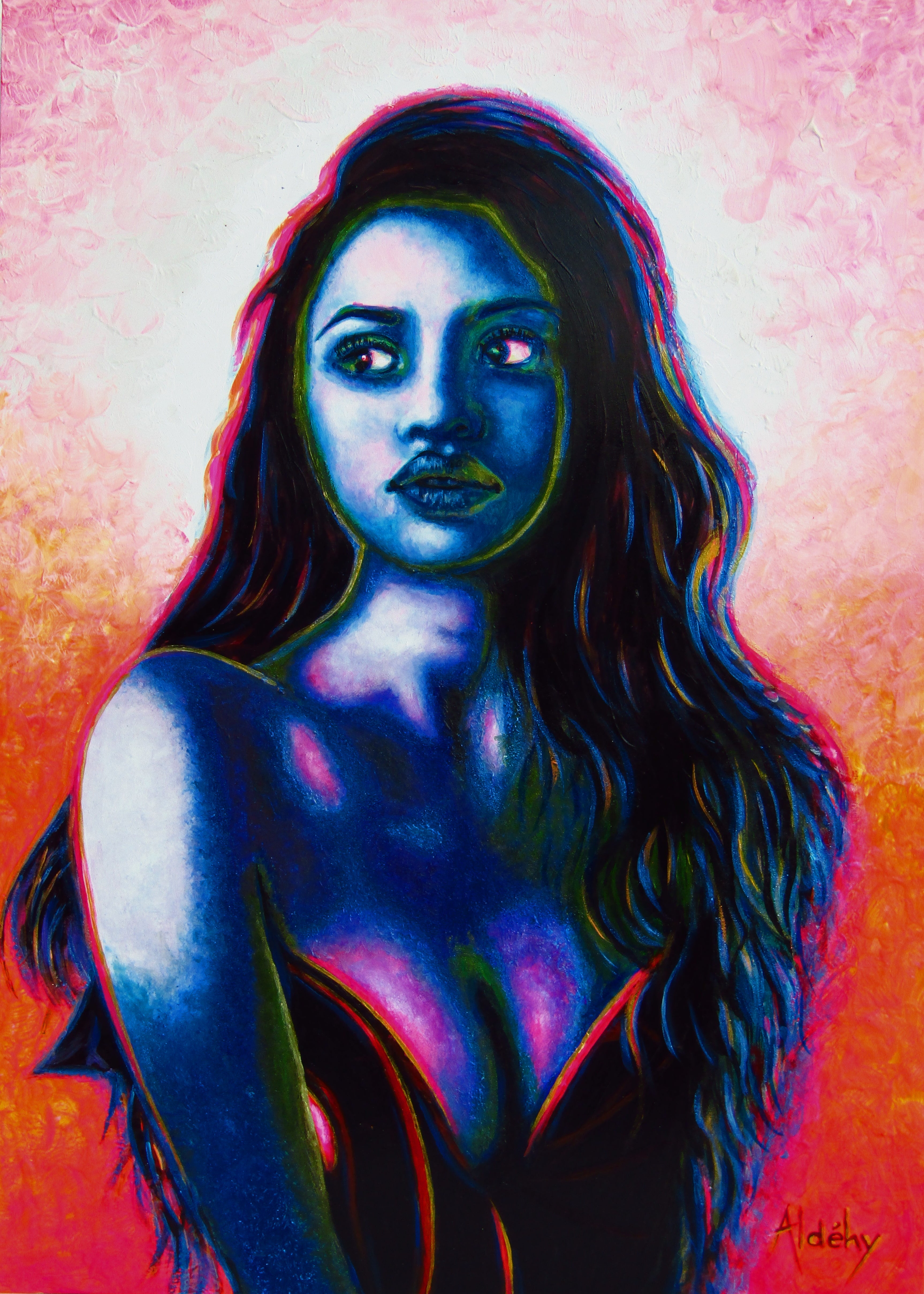 'FILLE D'AZUR.' - Acrylic painting on komacel Aldéhy