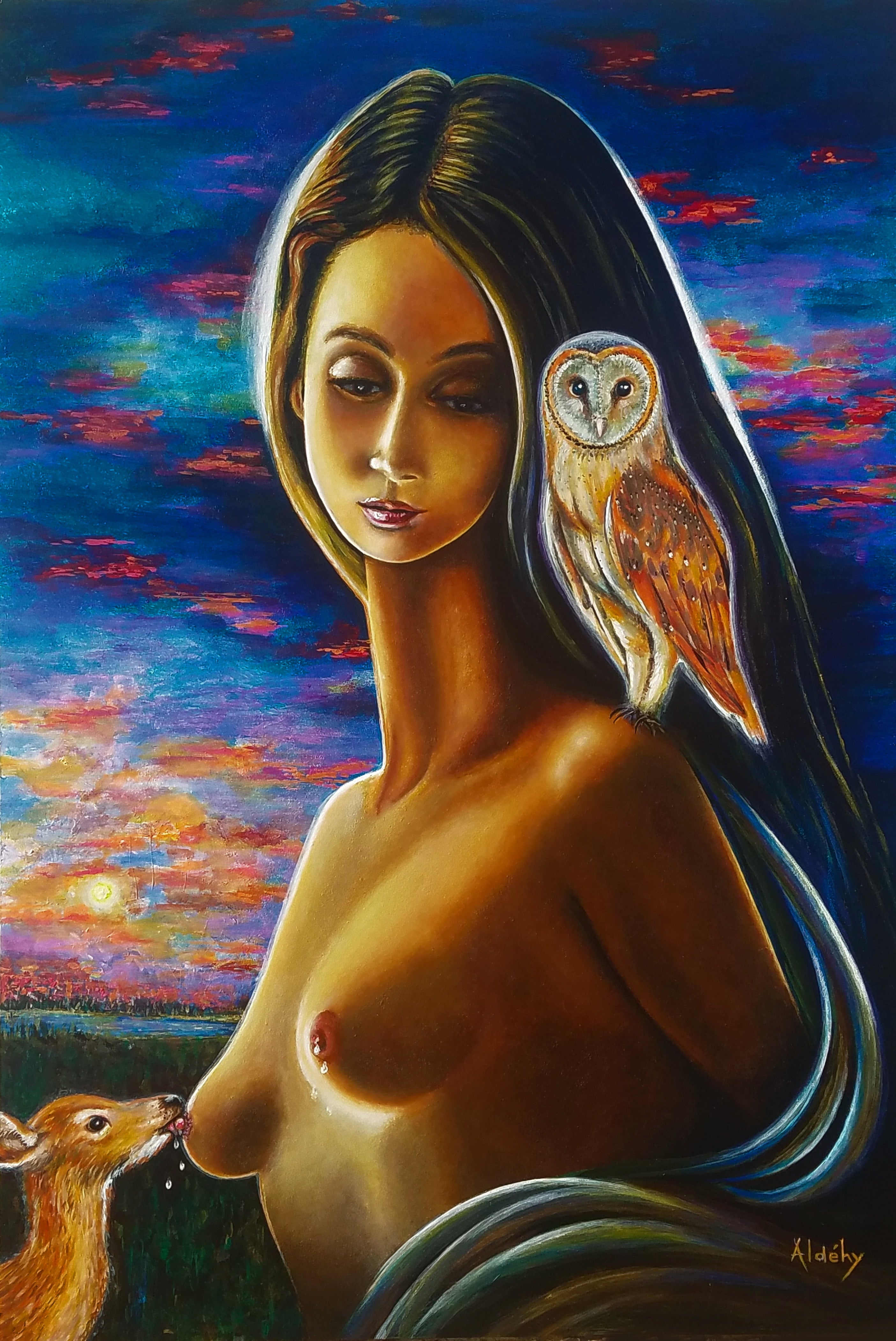 'TRÊVE DE LA NUIT' - Acrylic painting on komacel Aldéhy