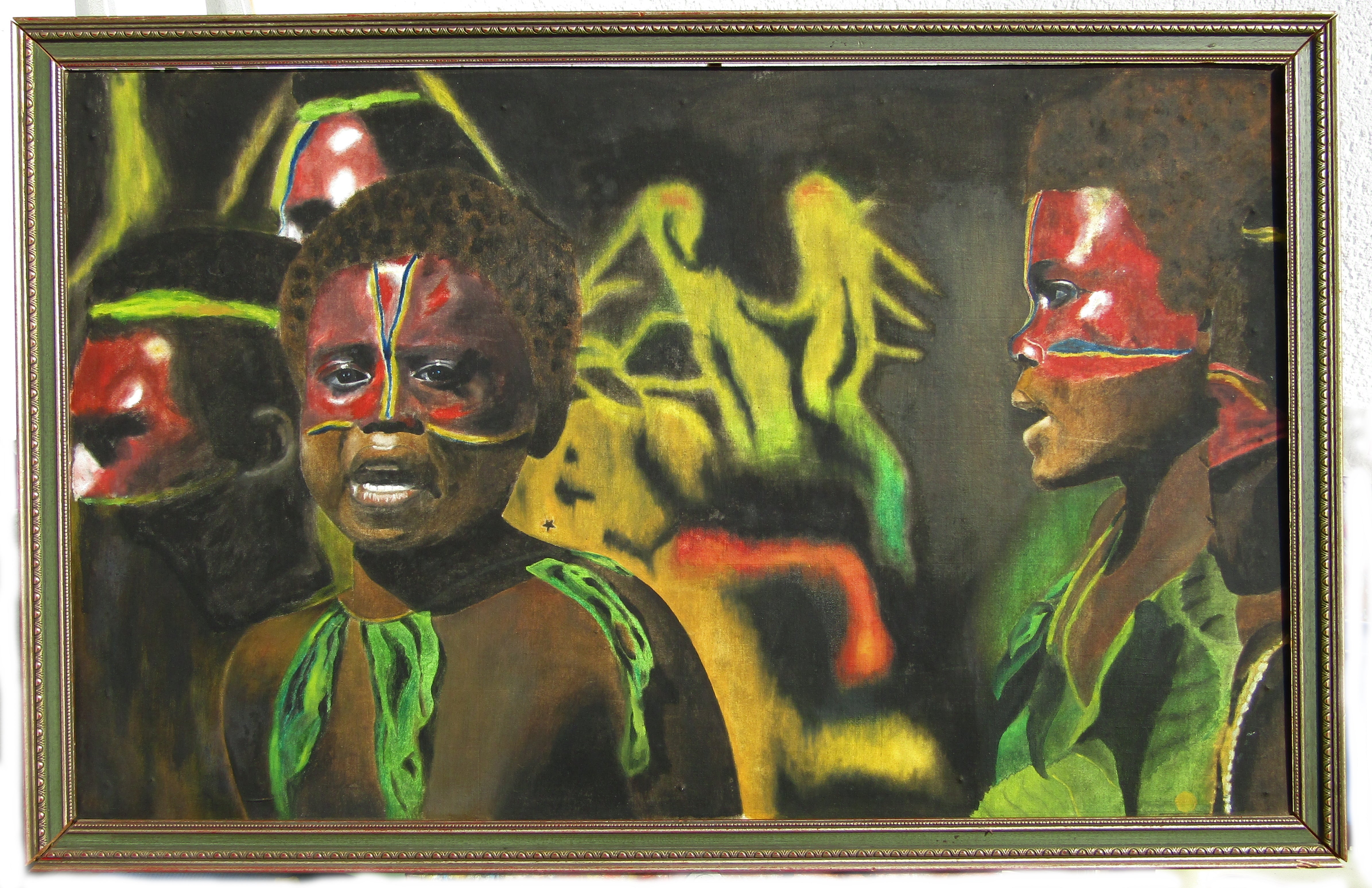 'FÊTE DU TOKA - VANUATU' - Oil on Canvas Aldéhy