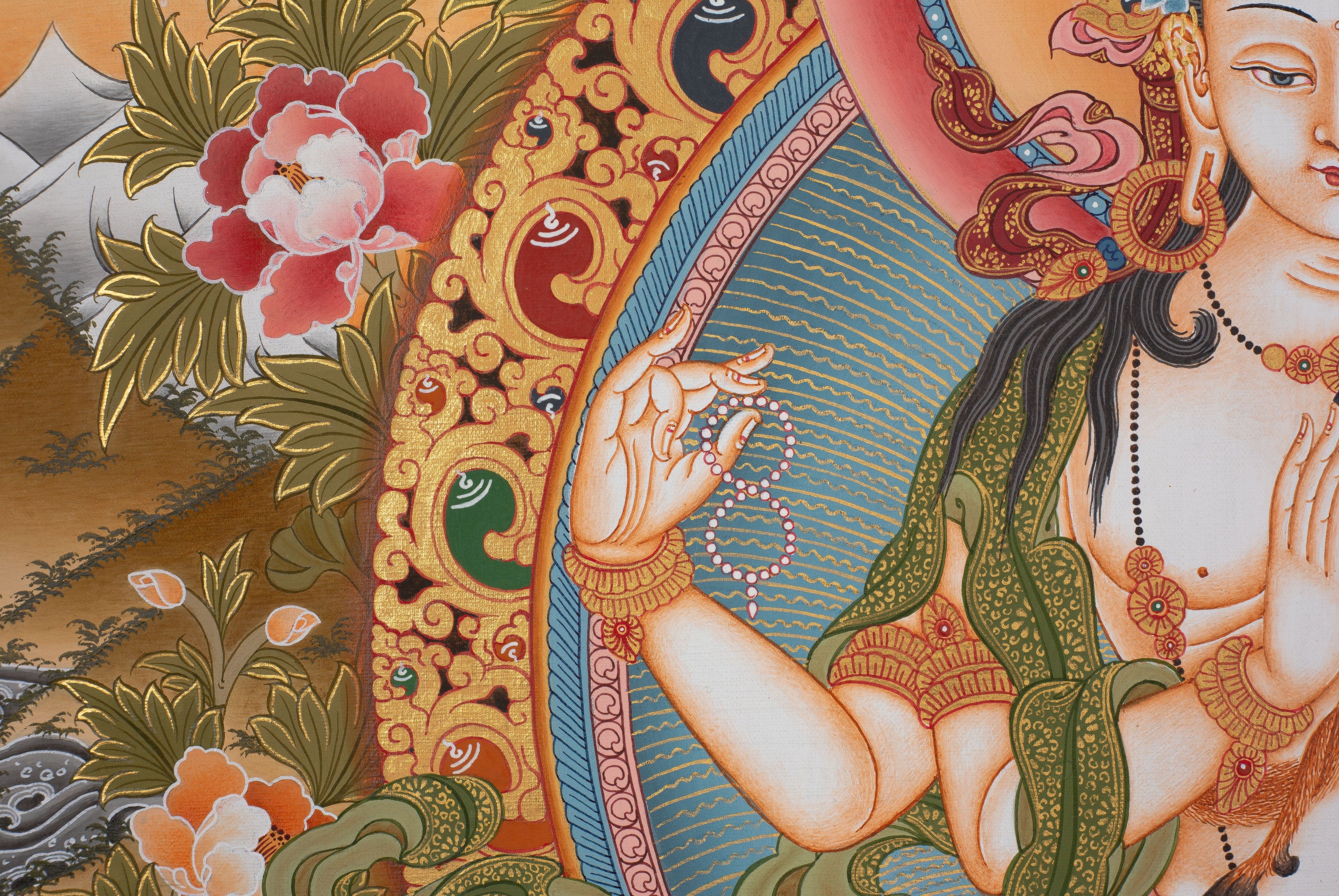 Design Figurative Painting Psychedelic Thanka Visionary 'CHENREZIG' Boudha Stupa Thanka Center