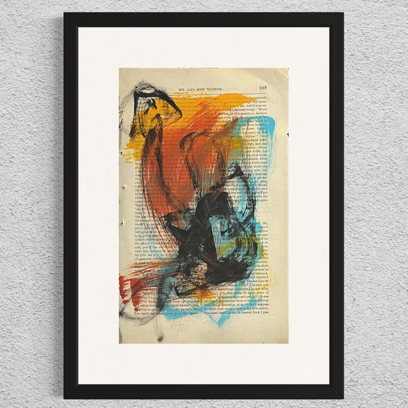 Abstract Mixed Media Painting '1861 PAPER SIGNED #15' - Original Mixed Media Abstract Art Painting Sam Lewis