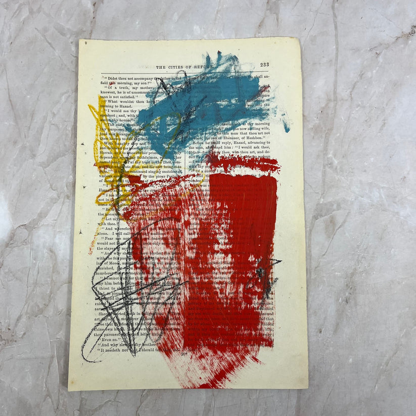 Abstract Mixed Media Painting '1861 PAPER SIGNED #12' - Original Mixed Media Abstract Art Painting Sam Lewis
