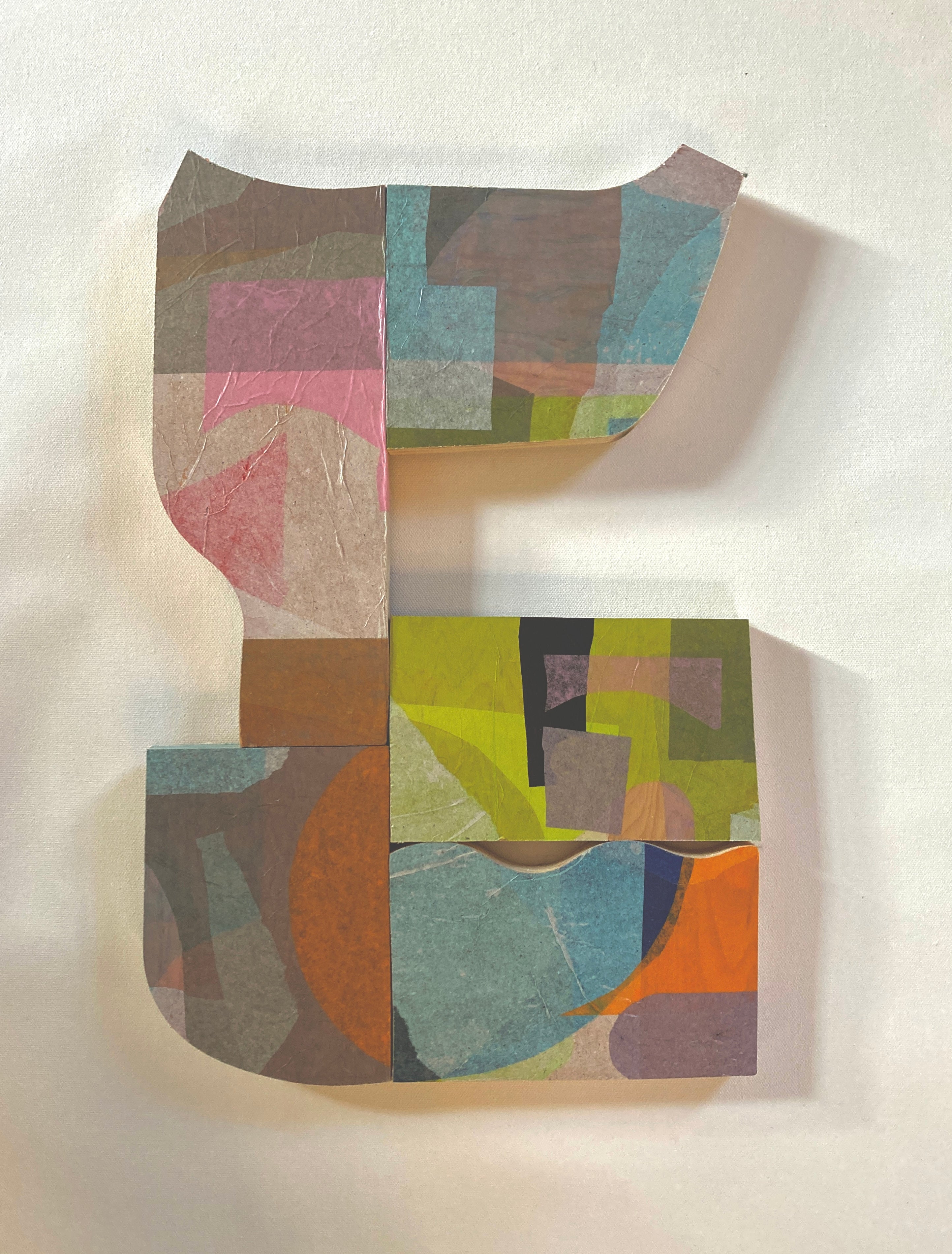 Abstract Geometric Painting 'EVERYTHING'S ALRIGHT #3' Mixed Media on Shaped Wood René Vasquez