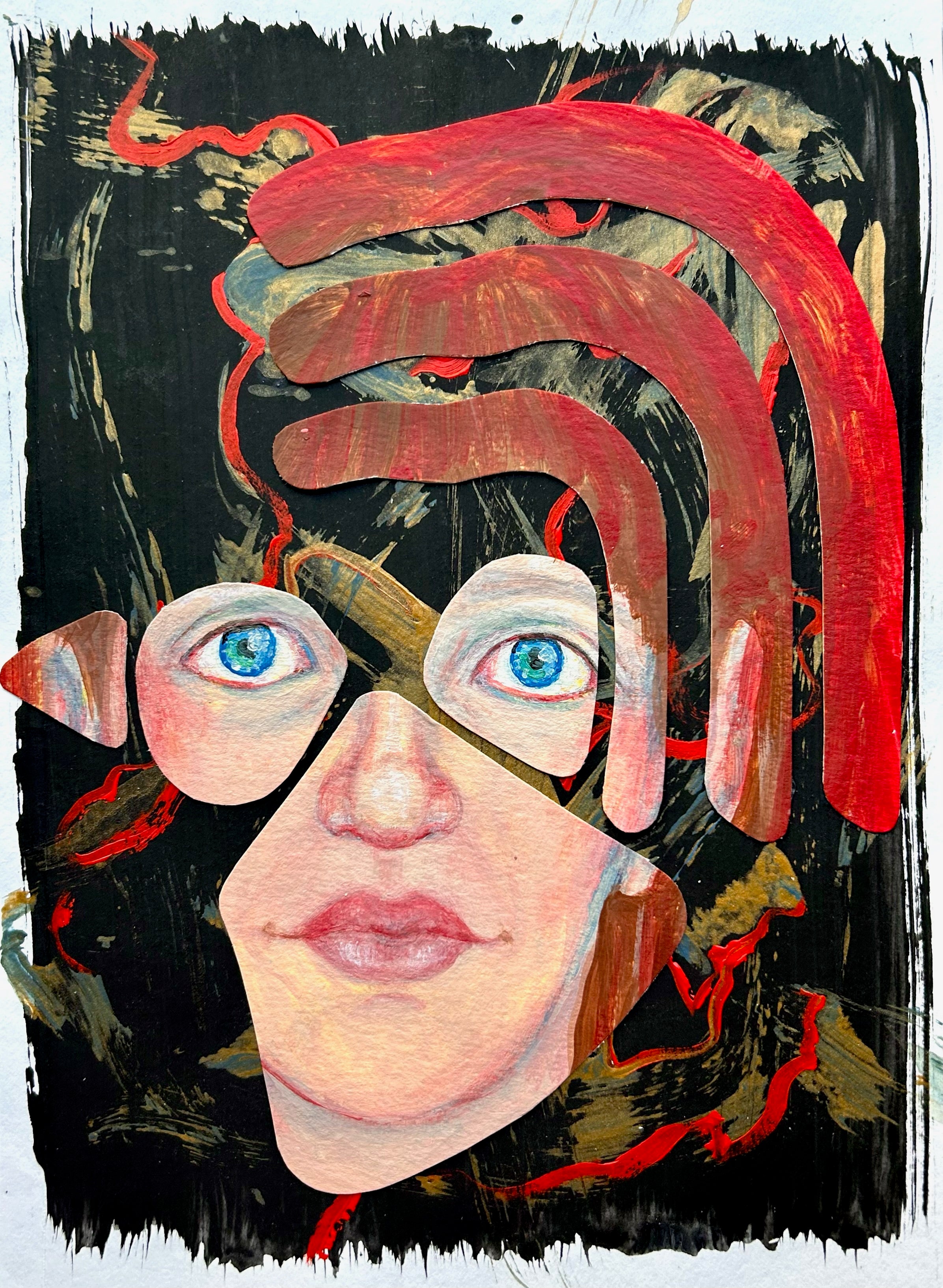 Acrylic Ink 'JANE'S SECRET IDENTITY' - Acrylic Paint, Charcoal, Calligraphy Ink, and Glue on Paper June McCall